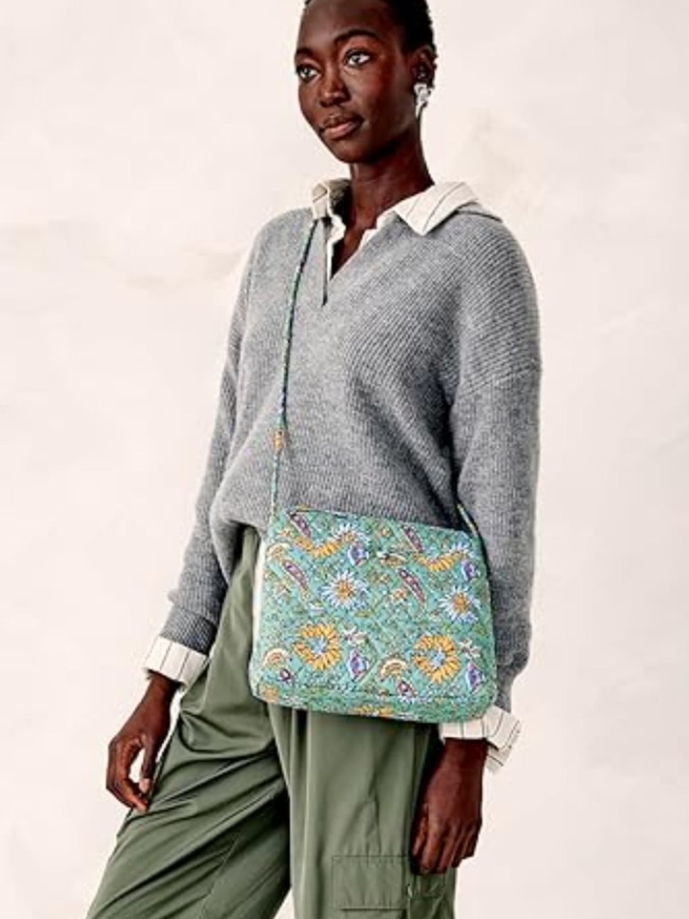 Vera Bradley Hipster Gemstone Paisley Crossbody Convertible Bag New
